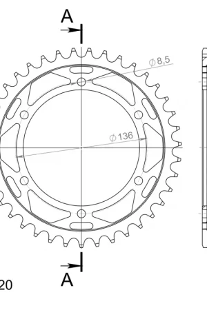 Direct Beschikbaar SUPERSPROX - REAR STEEL 39T, 520, BLACK - Sprockets - 39T