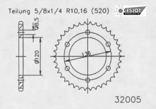 ESJOT - REAR 50T, 520 - Sprockets - Compatibel met Yamaha Speciale Aanbieding