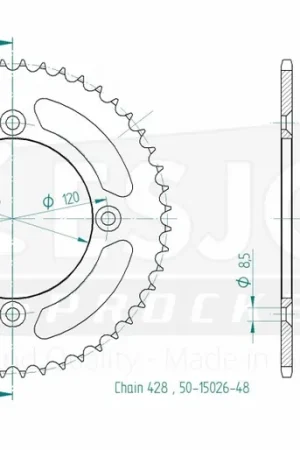 Express Levering ESJOT - REAR STEEL 48T 428 - Sprockets - 48T