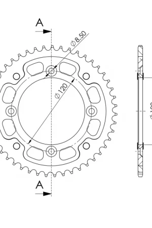 SUPERSPROX - REAR ALU 47T, SILVER, 428 - Sprockets - Aluminium Dagaanbieding