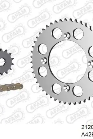 Plaats Bestelling AFAM - 428MX 118 ARS (CLIP) GOLD & SPROCKETS - Chain Kits - ALU