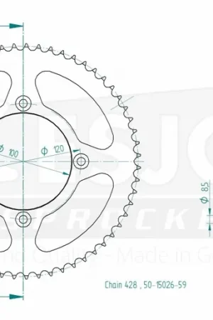 ESJOT - REAR STEEL 59T, 428 - Sprockets - Geschikt voor Suzuki en Yamaha Ambachtelijk
