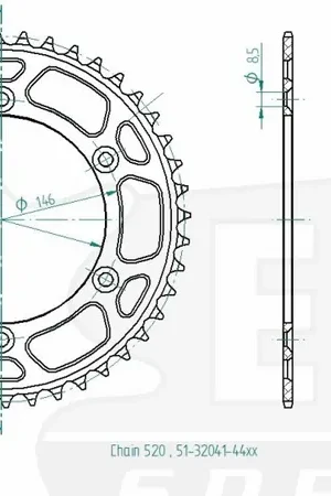Uitverkoop ESJOT - REAR ALU 44T, 520 - Sprockets - Geschikt voor diverse Suzuki modellen