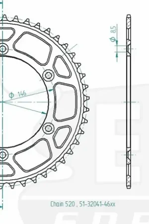 ESJOT - REAR ALU 46T, 520 - Sprockets - Geschikt voor Suzuki Direct Verzonden