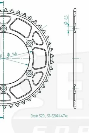 ESJOT - REAR ALU 47T, 520 - Sprockets - Geschikt voor verschillende Suzuki modellen Plaats Bestelling