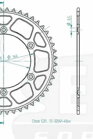 ESJOT - REAR ALU 48T, 520 - Sprockets - Lichtgewicht aluminium Must-Have
