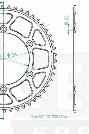 Geld-Terug-Garantie ESJOT - REAR ALU 50T, 520 - Sprockets - Lichtgewicht en Sterk