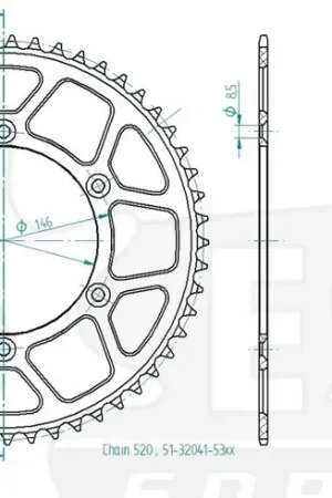 ESJOT - REAR ALU 53T, 520 - Sprockets - Hoogwaardige Aluminium Nieuw Model