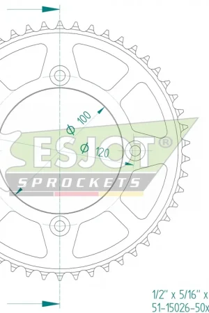 ESJOT - REAR ALU 50T, 428 - Sprockets - Aluminium Favoriet