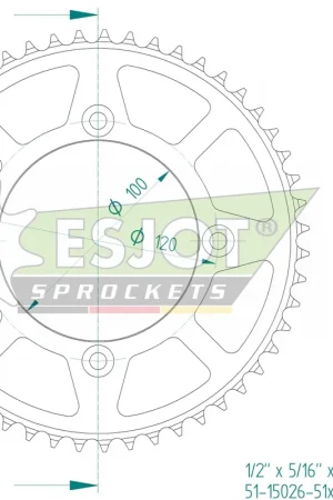 ESJOT - REAR ALU 51T, 428 - Sprockets - Aluminium Alleen Vandaag