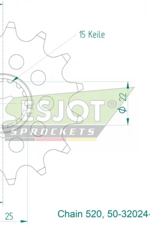 Nieuwe Collectie ESJOT - FRONT LIGHT 15T - Sprockets - 520