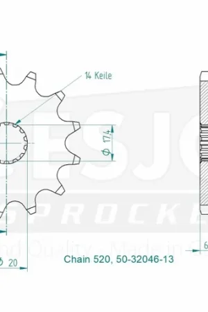 ESJOT - FRONT 13T, 520 - Sprockets - Geschikt voor Yamaha YZ 125 Gecertificeerd
