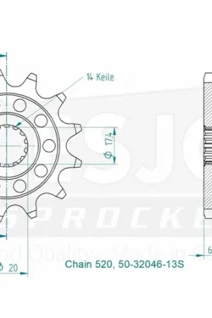 ESJOT - FRONT 13T, LIGHT, 520 - Sprockets - Geschikt voor Yamaha YZ 125 Topkwaliteit
