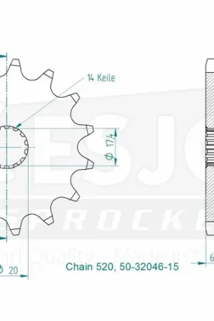 Wereldwijde Verzending ESJOT - FRONT 15T, 520 - Sprockets - Compatibel met Yamaha YZ 125
