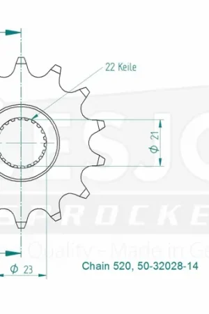ESJOT - FRONT 14T, 520 - Sprockets - Geschikt voor Yamaha Gratis Verzending