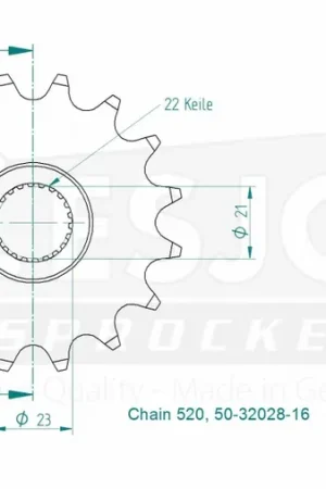 ESJOT - FRONT 16T, 520 - Sprockets - Compatibel met Yamaha Shop Nu