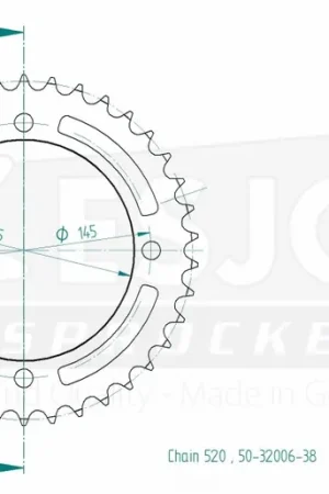 ESJOT - REAR STEEL 38T, 520 - Sprockets - Duurzaam en Betrouwbaar Ambachtelijk
