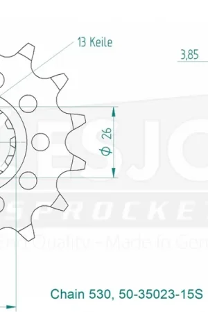 Tijdelijk Beschikbaar ESJOT - FRONT 15T, LIGHT, 530 - Sprockets - Hoge kwaliteit