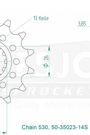 Gratis Retour ESJOT - FRONT 14T, 530 - Sprockets - Compatibel met veel Honda-modellen