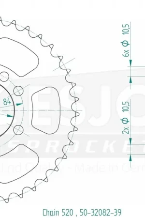 ESJOT - REAR STEEL 39T, 520 - Sprockets - Geschikt voor Suzuki LT 250 R Alleen Vandaag