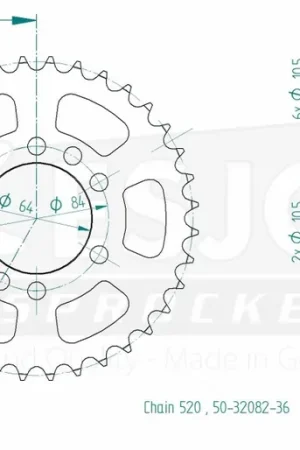 ESJOT - REAR STEEL 36T, 520 - Sprockets - Geschikt voor Suzuki LT 250 R Quadracer Speciale Aanbieding