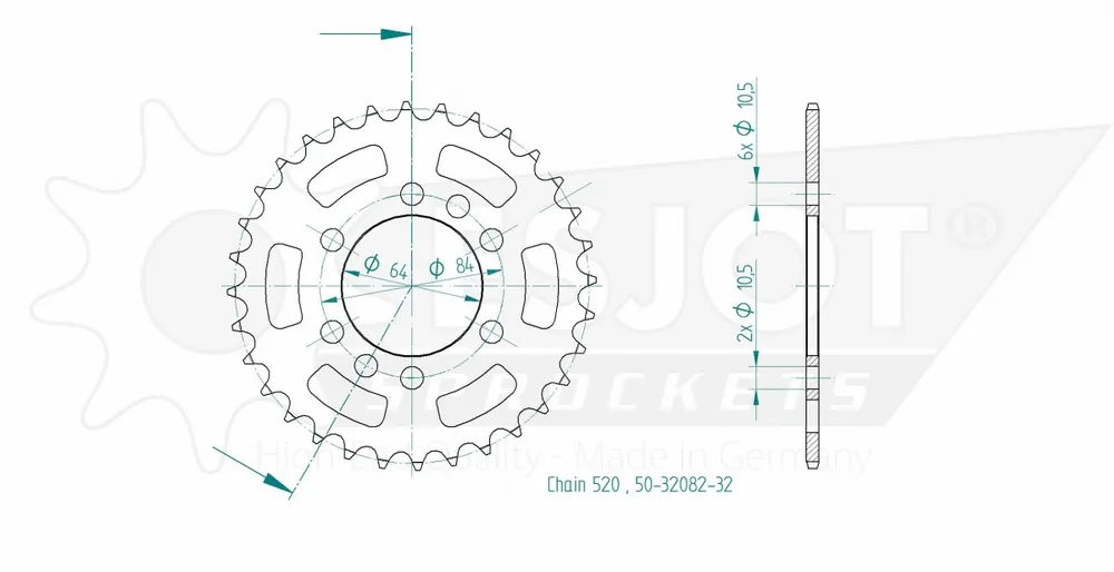 Modern ESJOT - REAR STEEL 32T, 520 - Sprockets - Geschikt voor Suzuki LT 250 R Quadracer