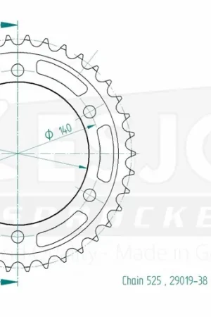 Lage Kosten ESJOT - REAR STEEL 38T, 525 - Sprockets - Geschikt voor Kawasaki en Suzuki
