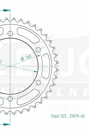 Handgemaakt ESJOT - REAR 40T, 525 - Sprockets - Compatibel met Kawasaki en Suzuki