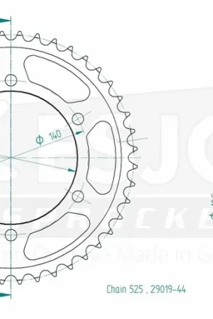 Direct Verzonden ESJOT - REAR 44T, 525 - Sprockets - Compatible with Kawasaki & Suzuki