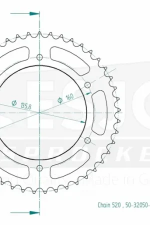 ESJOT - REAR STEEL 45T, 520 - Sprockets - Compatibel met Aprilia en BMW Nieuw Model