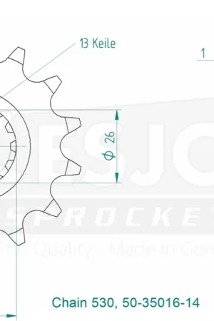 ESJOT - FRONT 14T, 530 - Sprockets - Compatibel met Yamaha Plaats Bestelling