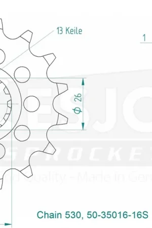 Origineel ESJOT - FRONT 16T, LIGHT, 530 - Sprockets - Compatibel met Yamaha
