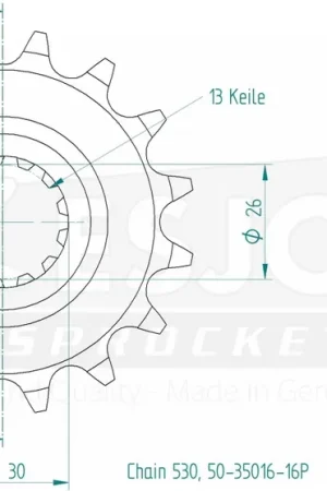 ESJOT - FRONT 16T, 530 - Sprockets - RUBBER CUSHIONED Favoriet