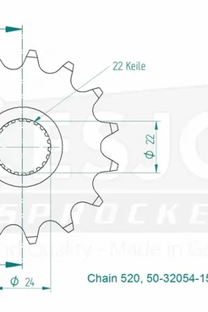 Flitsaanbieding ESJOT - FRONT 15T, 520 - Sprockets - Hoge kwaliteit en compatibiliteit