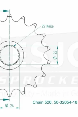 ESJOT - FRONT 18T, 520 - Sprockets - Compatibel met meerdere modellen Lage Kosten