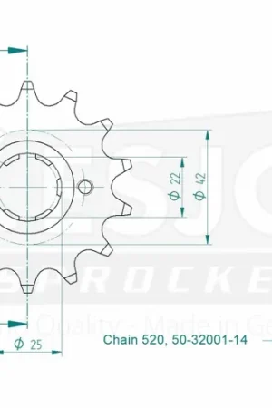 Limited Edition ESJOT - FRONT 14T, 520 - Sprockets - Compatibel met verschillende Honda modellen