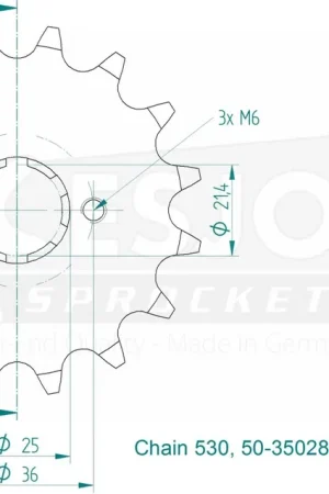 Lage Kosten ESJOT - FRONT 16T, 530 - Sprockets - Compatibel met Suzuki en Yamaha