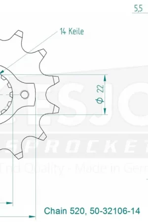 ESJOT - FRONT 14T, 520 - Sprockets - Compatibel met Ducati Favoriet