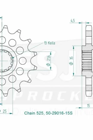 Bestseller ESJOT - FRONT 15T, LIGHT, 525 - Sprockets - Compatibel met Kawasaki en Triumph
