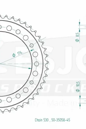 ESJOT - REAR STEEL 45T, 530 - Sprockets - Geschikt voor Honda Direct Beschikbaar