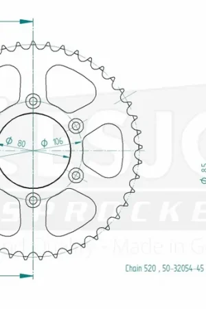 ESJOT - REAR STEEL 45T, 520 - Sprockets - Geschikt voor Aprilia Mx 125 Flitsaanbieding