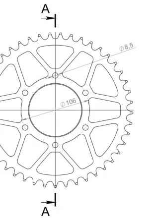 Op = Op SUPERSPROX - REAR STEEL 45T, BLACK, 520 - Sprockets - Geschikt voor Aprilia Mx 125