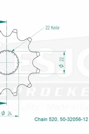 ESJOT - FRONT 12T, 520 - Sprockets - Compatibel met Aprilia Lage Prijs