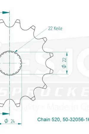ESJOT - FRONT 16T, 520 - Sprockets - Geschikt voor diverse Aprilia modellen Ambachtelijk
