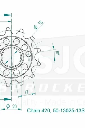 ESJOT - FRONT 13T, LIGHT, 420 - Sprockets - Compatibel met Honda CRF 150 Budget