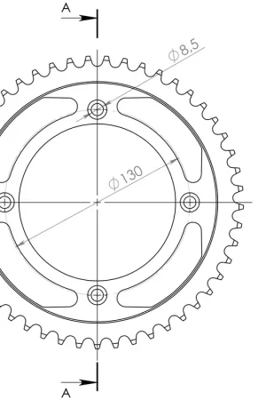 SUPERSPROX - REAR STEEL 49T, BLACK, 420 - Sprockets - Staal Modern