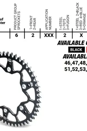 MOTO MASTER - REAR ALU 50T - Sprockets - Rood 420 Merkproduct