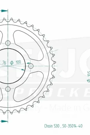 ESJOT - REAR STEEL 40T, 530 - Sprockets - Compatibel met Suzuki GSX 600 F J en RG 500 G Seizoensaanbieding