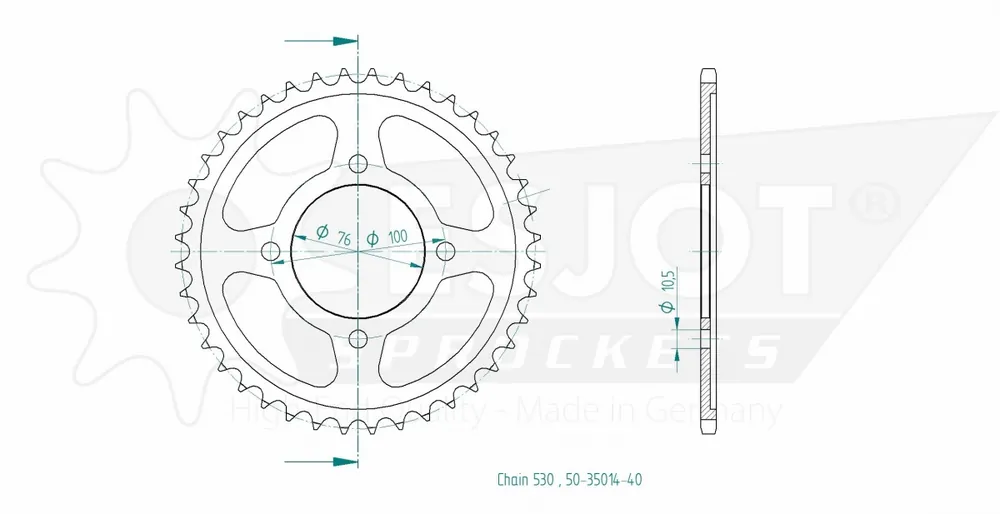 ESJOT - REAR STEEL 40T, 530 - Sprockets - Compatibel met Suzuki GSX 600 F J en RG 500 G Seizoensaanbieding