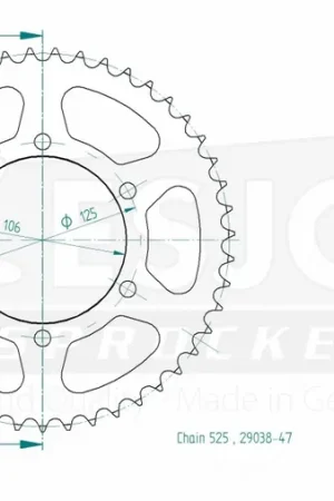 ESJOT - REAR STEEL 47T, 525 - Sprockets - Compatibel met Triumph Merkproduct